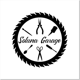 Soluna Garage circle style logo (black art) Posters and Art